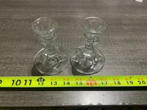 Vintage Kerzenständer/-halter aus klarem Kristallglas 2er Set - Bild 1 von 6
