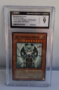 2007 YUGIOH FOTB-EN021 SKY SCOURGE ENRISE Super RARE CGC 9 1st edition - Picture 1 of 4