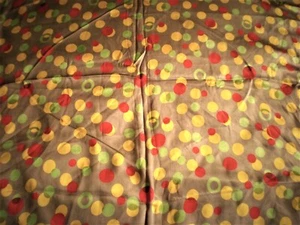BROWN RED YELLOW SILK POLKA DOT DRAPERY UPHOLSTERY FABRIC BY THE YARD 52.5" W - Picture 1 of 3