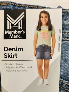 Member's Mark Youth Girl's Adjustable Waist Stretch Denim Skirt, XS(4/5) - Picture 1 of 11