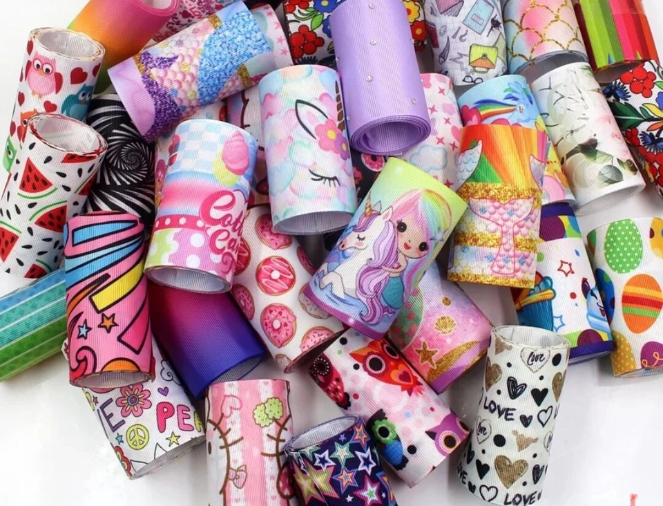 3" 10 yard mix WHOLESALE printed grosgrain ribbon STYLES CHOSEN AT RANDOM - Image 1 of 1