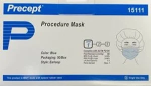 PRECEPT 15111 VERFAHREN Medizinische ASTM Level 1 Gesichtsmaske SCHADEN BOX Posten - Bild 1 von 7