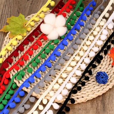 1/3Yds Pom Pom Lace Tassel Trim Balls Fringe Ribbon Cord Fabric DIY Sewing Craft - Image 1 of 4