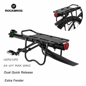 ROCKBROS Aluminum Bike Cargo Pannier Rack Quick Release Carrier Rack with Fender - Picture 1 of 13
