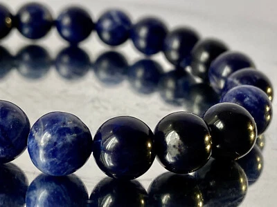 Pulsera Unisex Redonda 7.8" "Primera Clase/Sensacional"~SODALITA AZUL PROFUNDO N1376 Foto 1 de 4