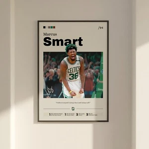 Marcus Smart poster, Boston Celtics art, Basketball print, Smart Celtics art - Picture 1 of 10