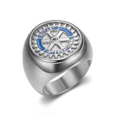 Vintage Rotary International Symbol Ring Stainless Steel Wheel Gear Badge-Ring - Image 1 of 3