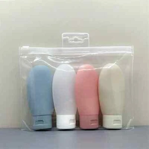 Leak Proof Silicone Travel Bottles Lotion Shampoo Refillable Empty Container Set - Picture 1 of 18