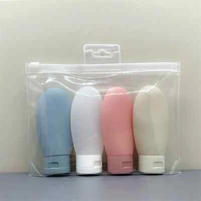 BRANDED Leak Proof Silicone Travel Bottles Lotion Shampoo Refillable Empty Container Set