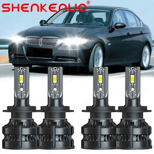 H7+H7 LED High/Low Beam Headlight Bulbs White 4x For BMW E90 F30 328i 330i 335i - Foto 1 di 12
