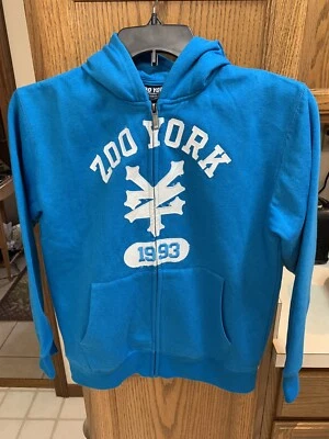 Zoo York Boy's Large (16-18) Teal/White Full Zip Hoodie Embroidered Graphics EUC - Image 1 of 4