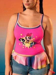 Shein X The Powerpuff Mädchen Damen Fuchsia Regenbogen Cropped Tight Trägertop 4xl - Bild 1 von 1