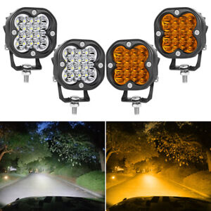 4x 3inch CREE LED Work Light Bar Cube Spot Pods Driving Fog Offroad Yellow+White