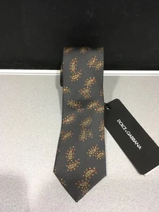 Dolce & Gabbana Neuheit schmale Seidenkrawatte anthrazit neu mit Etikett - Bild 1 von 4