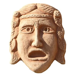 The Greek Tragedy Terracotta Mask Italian Decoration To Hang H 18c - Picture 1 of 1