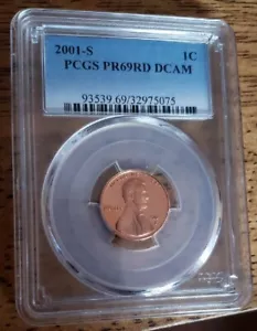 2001 S Proof Lincoln Cent Penny PCGS PR69RD DCAM - Picture 1 of 4