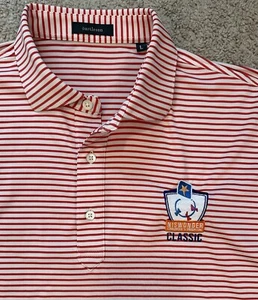 Turtleson Golf Polo Mens L White Red Striped Shirt - Imagen 1 de 3