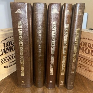 Louis L'Amour Collection Westerns Lot of 5 GENUINE Leather Sackett Companion - Picture 1 of 4