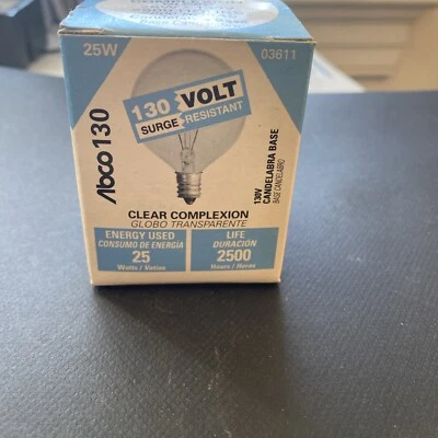 ABCO 25G161/2 130V Clear   Complexion 2500 Hours 25W 130V Candelabra Base Light - Image 1 of 4