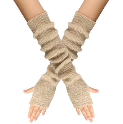 New Women Mitten Gloves Wrist Warmer Arm warm Winter Fingerless Knit Long Sleeve - Image 1 of 4