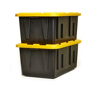 Homz Durabit 27 Gallon Stackable Home Storage Container Lidded Tote Bins, 2 Pack - Picture 1 of 5