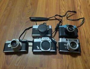 5 Vintage 35mm Camera Lot Yashica Diana Romah Konica Argus Free Ship