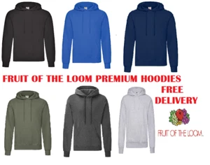 Fruit of the Loom Mens Hoodie Classic Hooded Pullover Plain Sweatshirt Top 62208 - Picture 1 of 18