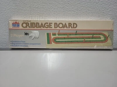 Vintage Cribbage Solid Wood Board Pavilion Track 80s with Pegs No. 62 - Image 1 of 4