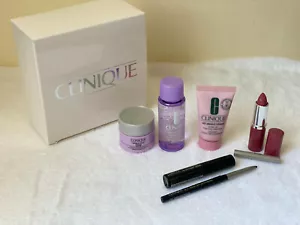 CLINIQUE 6PC SET LIPSTICK / EYELINER / MASCARA / MAKEUP REMOVER / ANTI-AGE CREAM - Picture 1 of 4