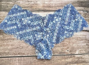 NWOT Vtg Victoria's Secret The Crochet Lace Sexy Shortie Blue BODY BY VICTORIA - Picture 1 of 6