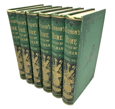 GIBBON'S ROME 1845 | HISTORY DECLINE FALL ROMAN EMPIRE Milman FULL SET 6 VOLUMES - Image 1 of 4
