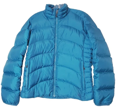 Chaqueta acolchada REI para mujer mediana DOWN FILL cremallera completa bolsillos azules senderismo Foto 1 de 4