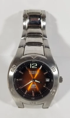 Fossil blue mens watch am-3853 vintage new battery 7" wrist - Image 1 of 4