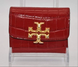 Tory Burch Eleanor Embossed Compact Wallet in Redstone - Picture 1 of 14