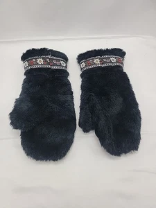 Damen Polar Handschuhe schwarz Kunstfell Fleece gefüttert Fäustlinge Größe M - Bild 1 von 8