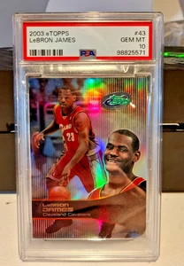 2003 Topps eTOPPS Lebron James Refractor Holo Rookie RC #43 PSA 10 GEM MINT ! - Picture 1 of 2