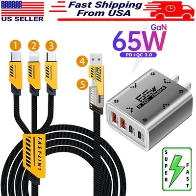 Cargador de pared USB tipo C de carga súper rápida de 65 W para teléfono Samsung iPhone Android Foto 1 de 4