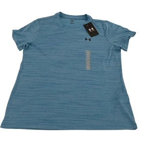 00190 - Under Armour Tech meliertes Damen-T-Shirt Rundhalsausschnitt blau Medium lockere Passform neu mit Etikett - Bild 1 von 8