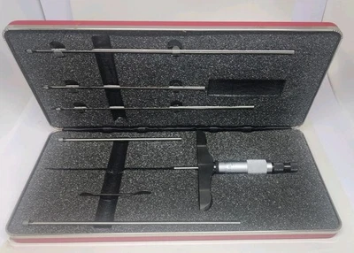 Medidor de profundidad Starrett 445B-6RL, base de 4", rango de 0-6", 0,001" con estuche original Foto 1 de 4