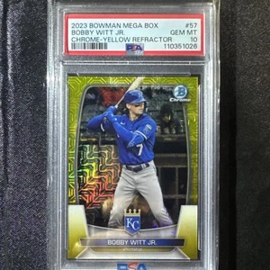 2023 Bowman mega box Bobby Witt Jr Chrome Yellow Refractor /75 PSA 10 - Picture 1 of 2
