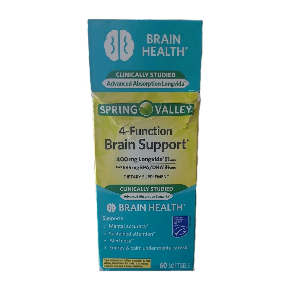 Spring Valley 4 Function Brain Support Supplement 60 Softgels - Exp 08/2026 - Image 1 of 1