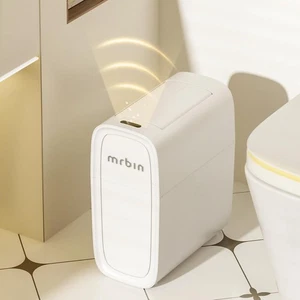 Motion Sensor Adsorption Bathroom Trash Can with Butterfly Lid, 12L/3.17gal A... - Picture 1 of 8