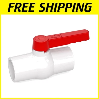 4 Inch PVC Ball Valve Shut Off Switch - Pool Handle Red Ball - Image 1 of 4