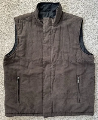 Johnston & Murphy Reversible Micro Gamuza Marrón Negro Cálido Acolchado Abrigo Chaleco XL Foto 1 de 4