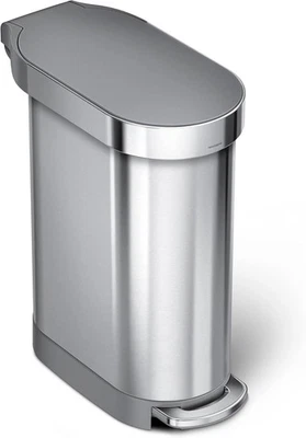 45 L / 12 Gallon Slim Hands-Free Kitchen Step Trash Can, Plastic Lid - Image 1 of 4