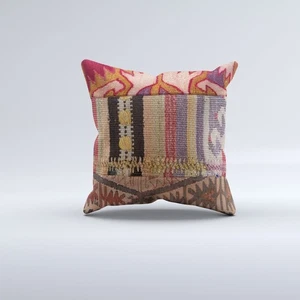 Kilim Cushion Cover 40x40 cm 16x16 in  Vintage Turkish Square Pillowcase 41146 - Picture 1 of 5