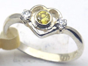 Gelber CZ Sterlingsilberring rhodiniert, #32 - Bild 1 von 1