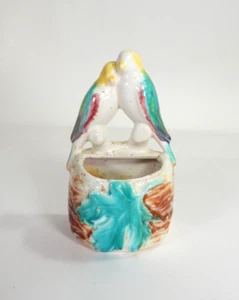 Vintage Wall Pocket Planter 1950's by Morton Pottery Love Birds Maple Leaf Log - Picture 1 of 8