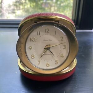UNTESTED Vintage Red WESTCLOX Travel Ben 7  Alarm Clock Round