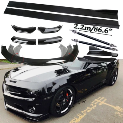 For Chevrolet Camaro LT Front Bumper Lip Spoiler Side Skirts Rear+Glossy+Black - Изображение 1 из 4